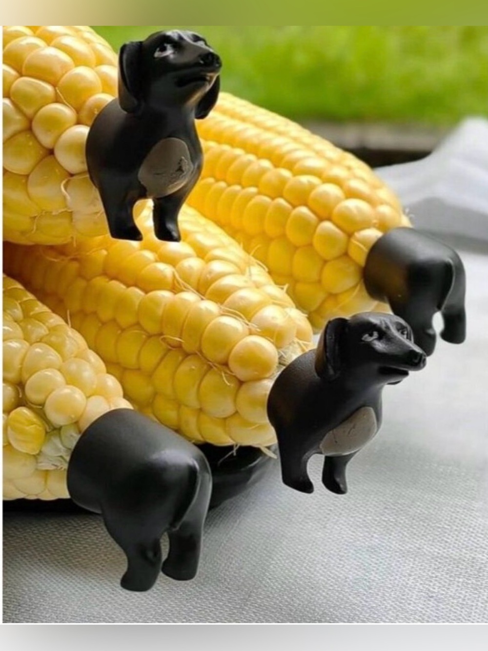 NEW Charcoal Companion Weiner Dog Corn Holders set of 4 Dachshund Summer Fun
